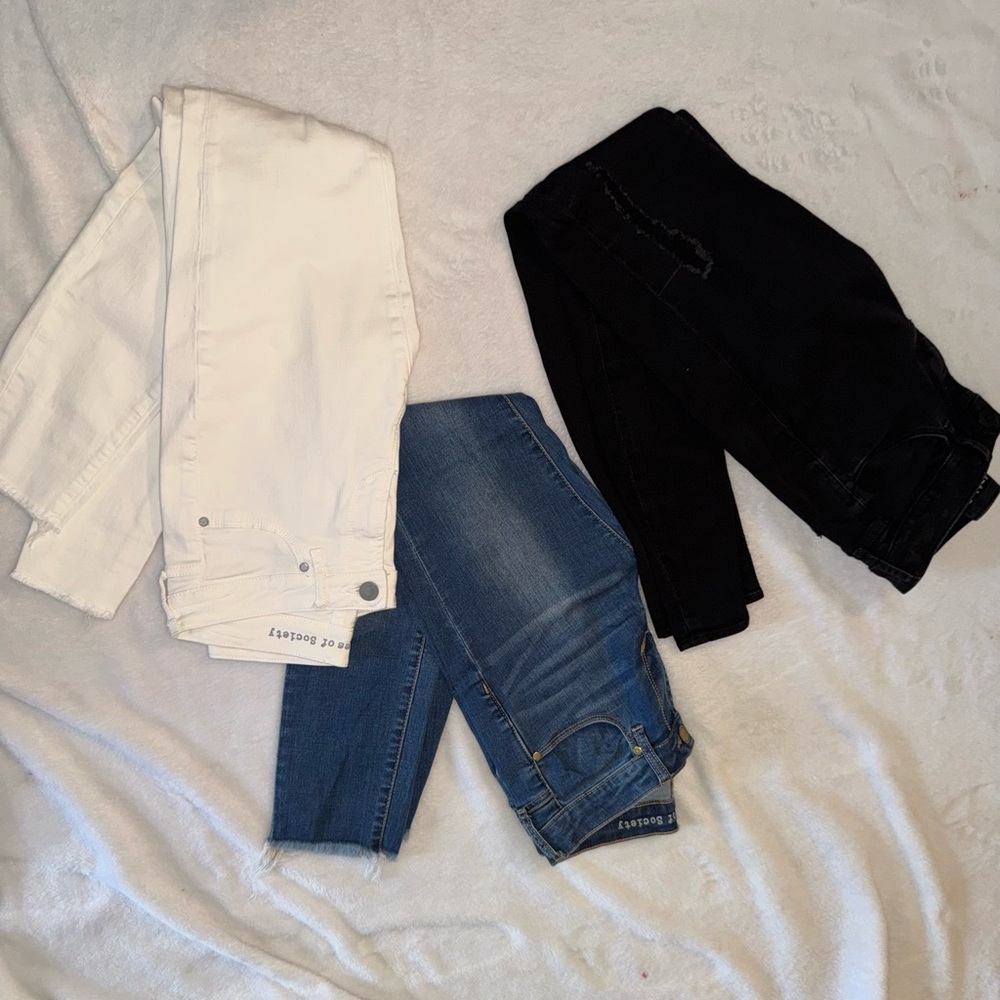 Articles of Society Set of Three Jeans - White, Black, and Blue